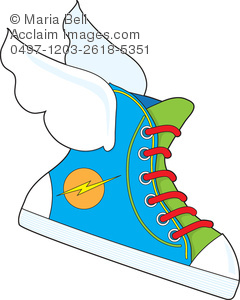 240x300 Royalty Free Clip Art Image Fast Shoes With Wings. Sneakers.