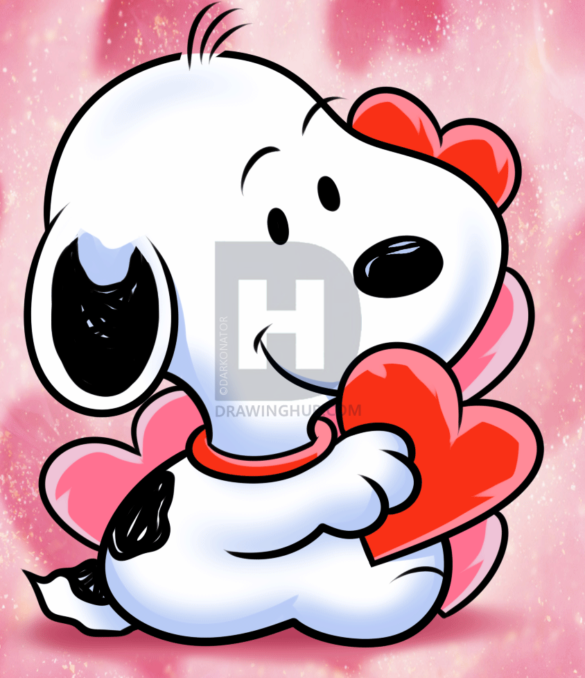 844x977 How To Draw Valentine Snoopy, Step By Step, Drawing Guide, By