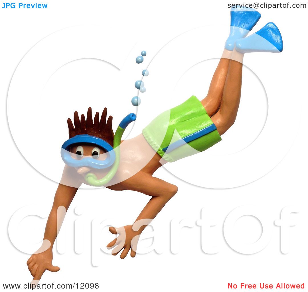 1080x1024 Clay Sculpture Of Man Snorkeling In Green Shorts Clipart Picture