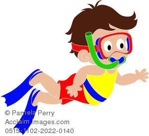 300x275 Clip Art Illustration Of A Cartoon Boy Snorkeling
