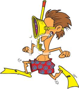265x300 Royalty Free Clipart Image A Running Boy In Snorkeling Gear