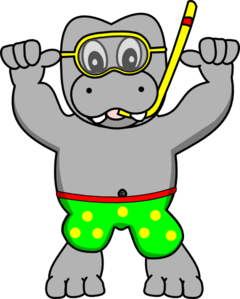 240x299 Snorkeling Hippo Clip Art