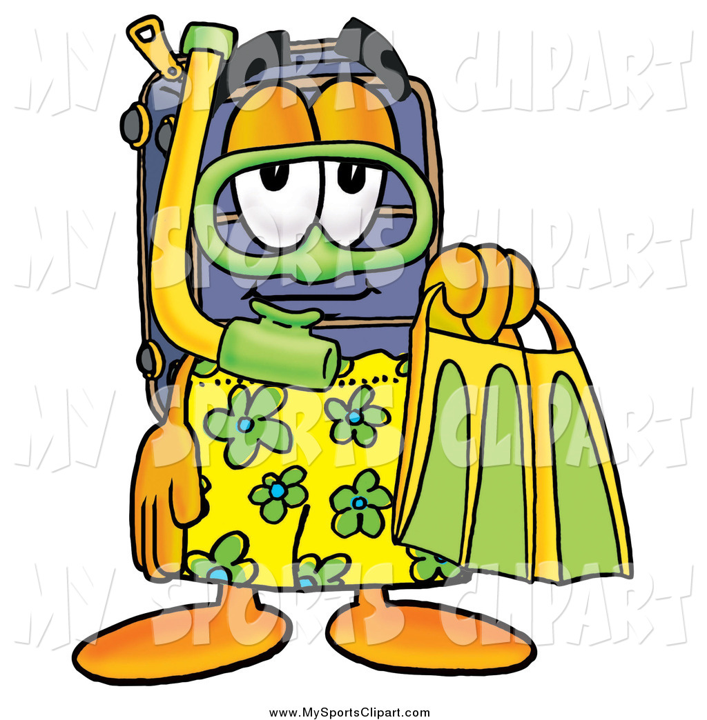 1024x1044 Sports Clip Art Of A Suitcase In Green And Yellow Snorkel Gear By
