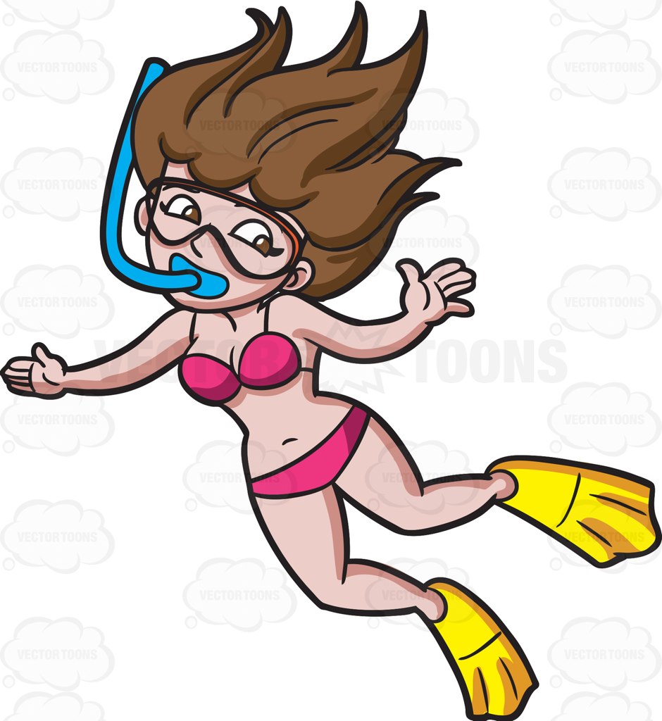 940x1024 A Woman Enjoying A Bit Of Snorkeling Cartoon Clipart Vector Toons