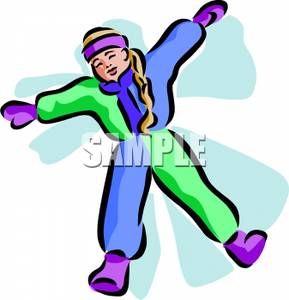 289x300 A Colorful Cartoon Of A Girl Making A Snow Angel In The Snow