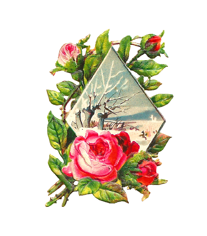 710x810 Free Flower Graphic Pink Rose Clip Art With Winter Snow Scene