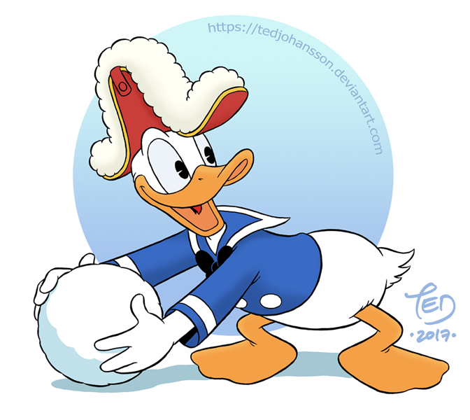 672x600 Donald Duck With Snowball By Tedjohansson