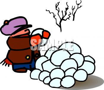 350x304 Royalty Free Clipart Image Cartoon Of A Boy Collecting Snowballs