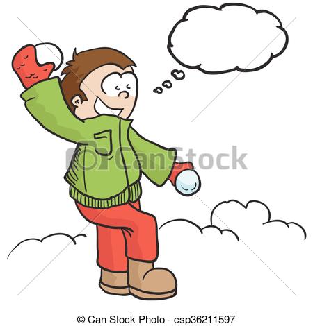 450x470 Boy With Snowball And Tgought Bubble Cartoon Eps Vectors