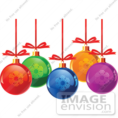 450x450 Clip Art Illustration Of Colorful Glass Snowflake Xmas Balls