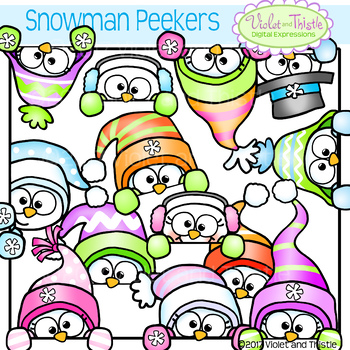 350x350 Cute Snowman Page Topper Peeking Snowmen Faces Peekers Winter