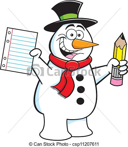 411x470 Snowman Student. Cartoon Illustration Of Snowman Holding