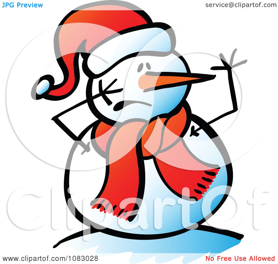 1080x1024 Clipart Expressive Snowman With A Scared Face