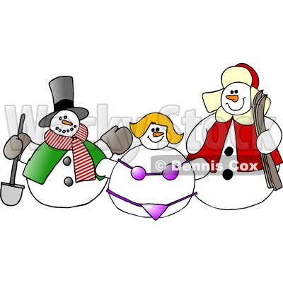 400x400 Frosty The Snowman, Snow Woman In A Bikini And Another Snow Man