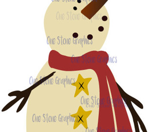 340x270 Primitive Snowman Clipart