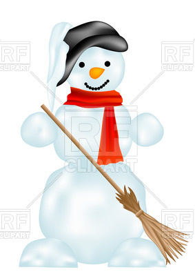 283x400 Snowman With Broom Royalty Free Vector Clip Art Image