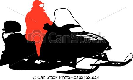 450x271 Silhouette Snowmobile On White Background. Vector Clipart