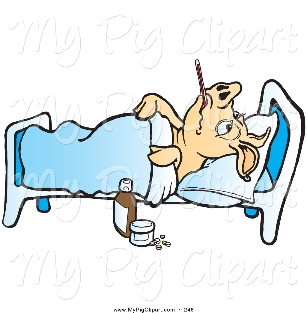 1024x1044 Swine Clipart Of An Ill Pig With A Thermometer In His Mouth