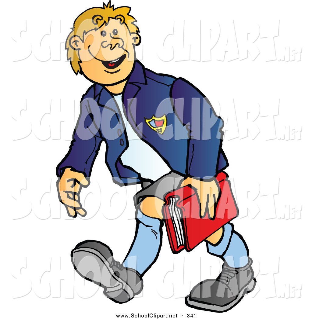 1024x1044 Clip Art Of A Happy High School Boy Walking And Carrying A Book By