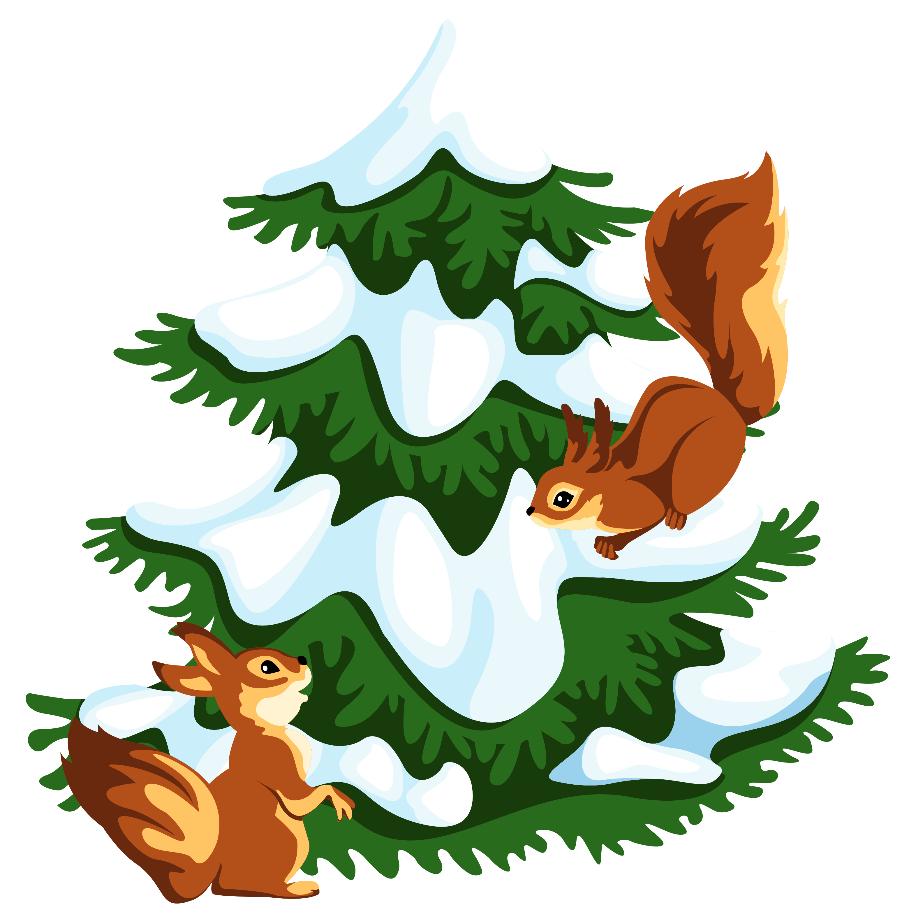3120x3129 Transparent Snowy Tree With Squirrels Png Clipartu200b Gallery