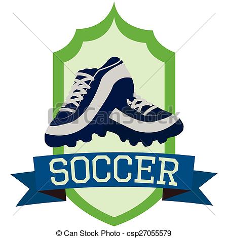 450x470 Isolated Label A Pair Of Soccer Shoes And A Ribbon