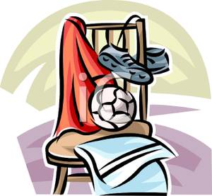 300x277 A Pair Of Cleats And A Soccer Ball On A Chair