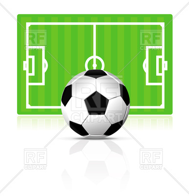 387x400 Soccer Ball On Green Field Background Royalty Free Vector Clip Art