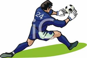 300x201 A Goalie Blocking A Soccer Ball Clipart Picture