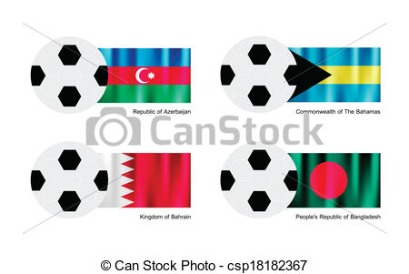 450x301 Soccer Ball With Azerbaijan, Bahamas, Bahrain And Bangladesh
