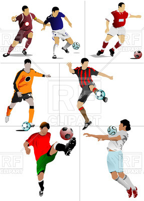 287x400 Soccer Players In The Motion Royalty Free Vector Clip Art Image