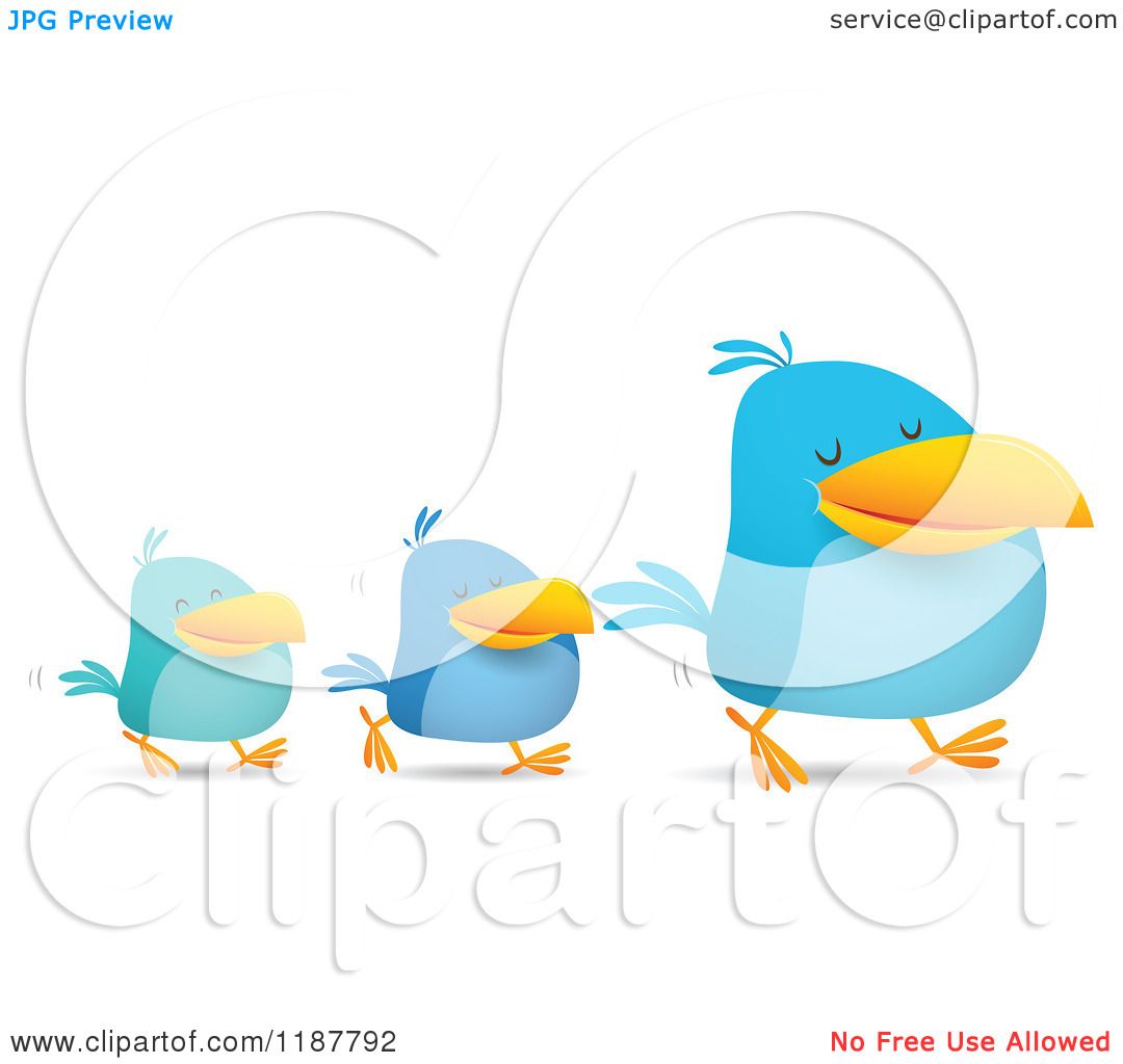 1080x1024 Cartoon Of Blue Social Media Birds Walking In Line