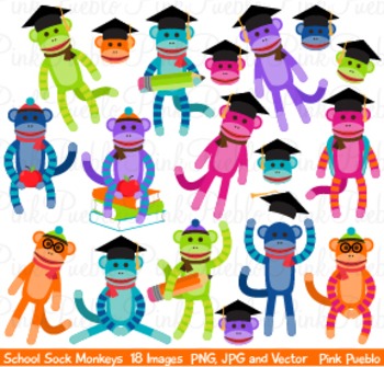 350x335 Back To School Sock Monkey Clipart Clip Art By Pinkpueblo Tpt
