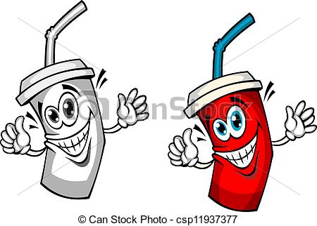 450x322 Fresh Soda Drink With Straw In Cartoon Style Vectors Illustration