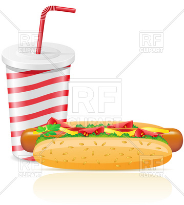 359x400 Paper Cup With Soda And Hot Dog Royalty Free Vector Clip Art Image