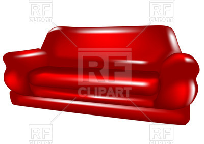 400x283 Red Shiny Sofa Royalty Free Vector Clip Art Image