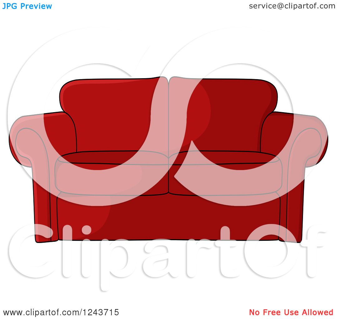 1080x1024 Clipart Of A Cartoon Red Sofa
