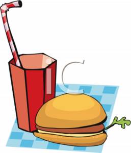 257x300 Clipart Picture Of A Burger And Soft Drink