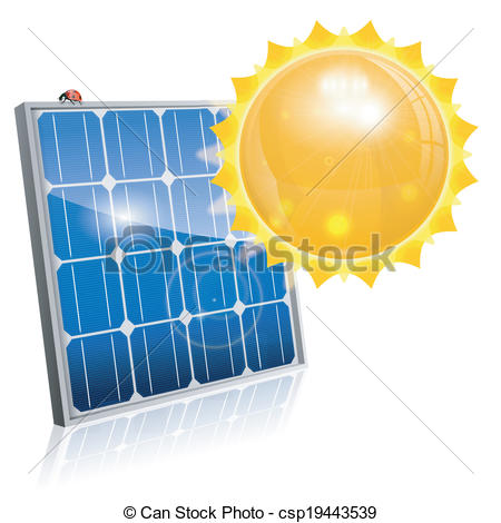 450x470 Green Energy Concept With Solar Panel And Sun, Vector Vectors
