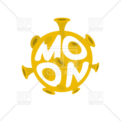 400x400 Moon Lettering. Yellow Planet Of Solar System Icon. Royalty Free