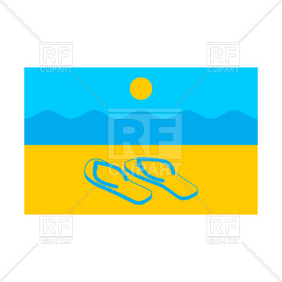 400x400 Summer Flag. Symbol Of Solar State. Beach And Slippers. Royalty