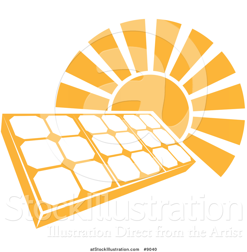 1024x1044 Vector Illustration Of A Sun Shining Behind A Solar Panel