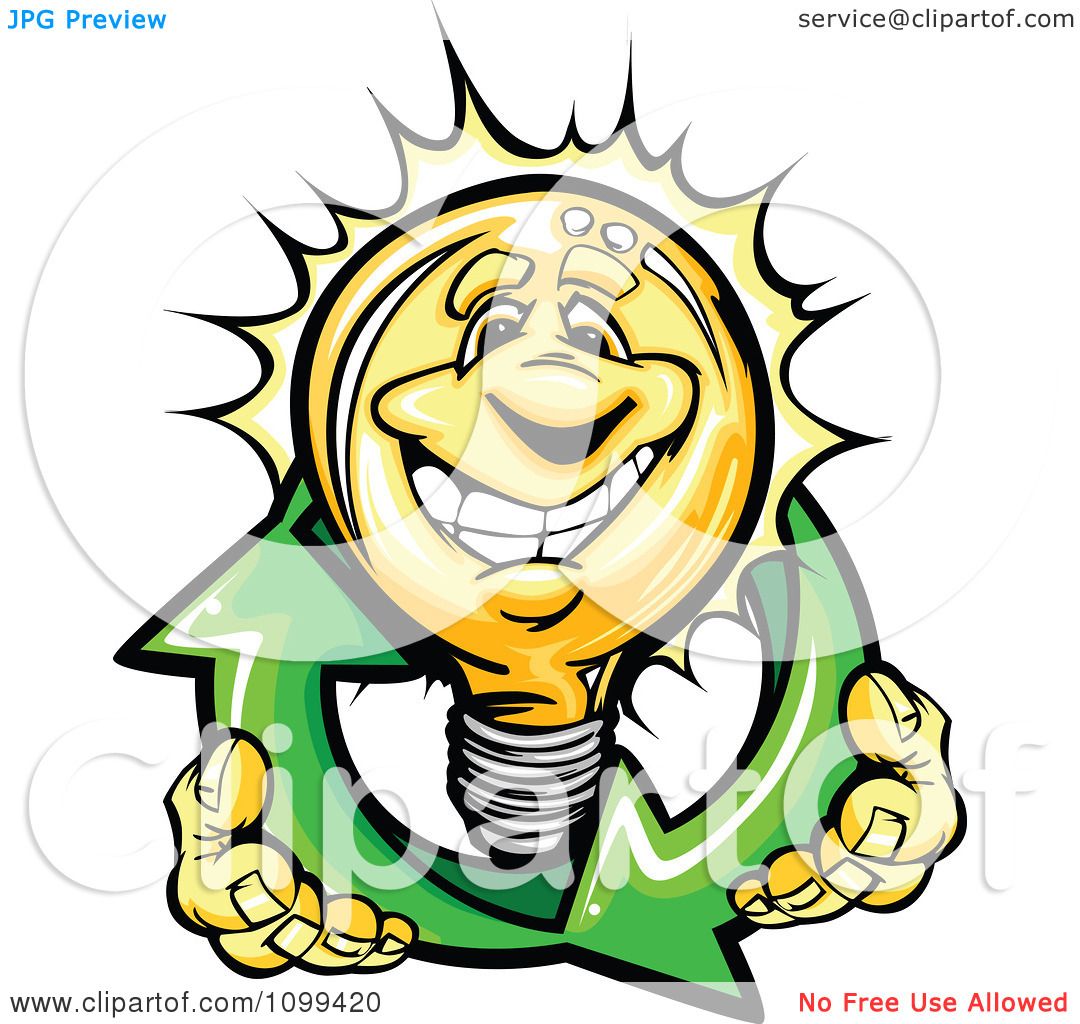 1080x1024 Clipart Happy Yellow Light Bulb Mascot Holding Renewable Solar