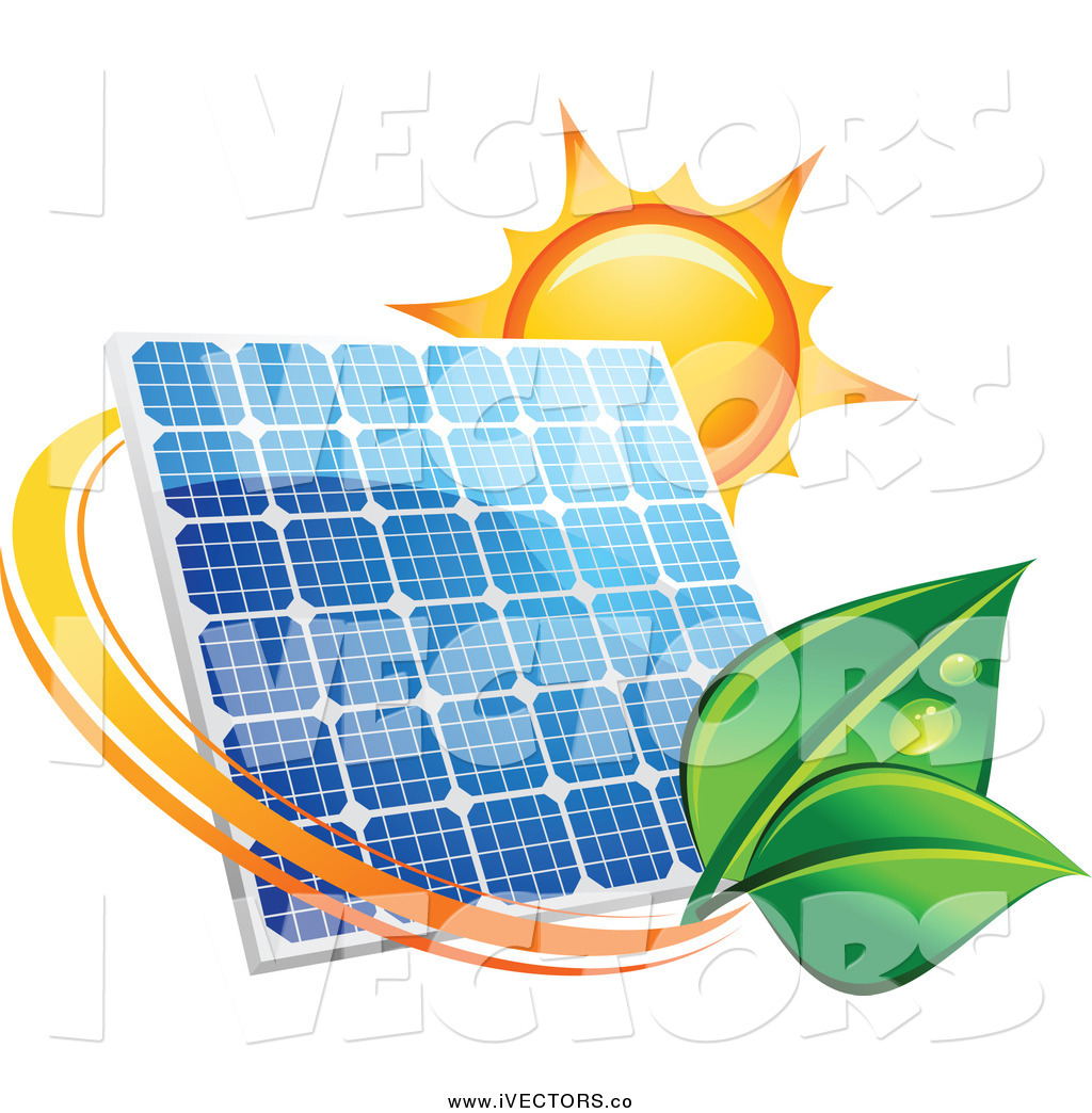 1024x1044 Vector Graphic Of A Sun And A Solar Panel With A Green Leaf By