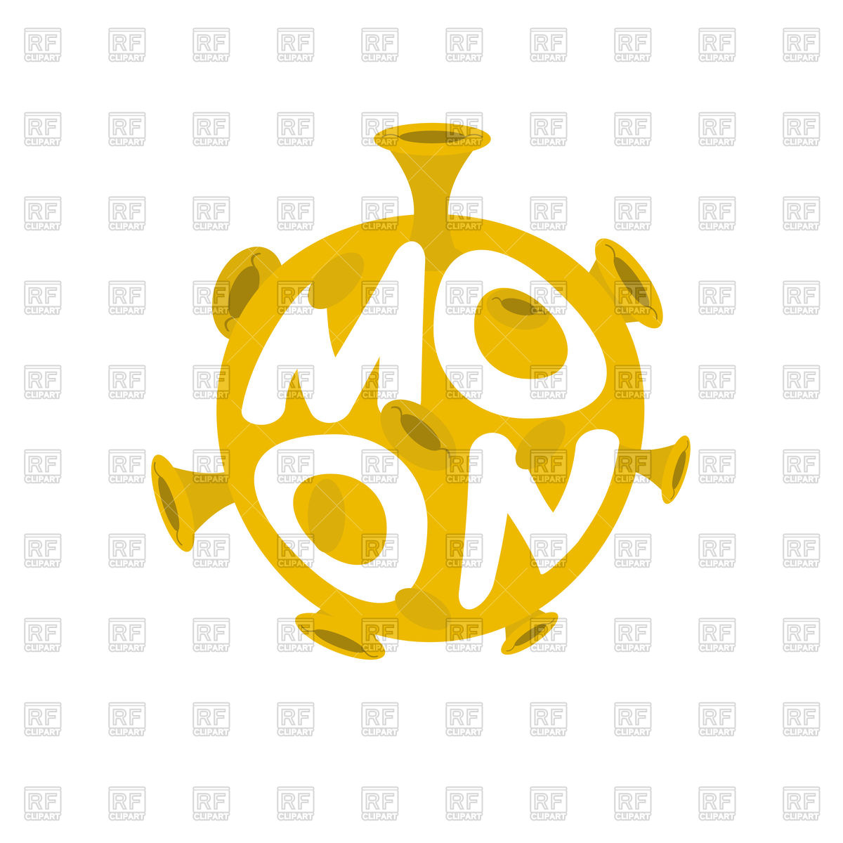 1200x1200 Moon Lettering. Yellow Planet Of Solar System Icon. Royalty Free
