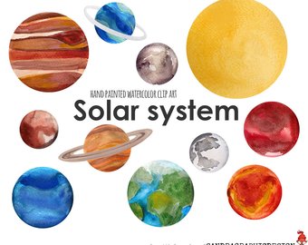 340x270 Watercolor Planets Clip Art Set Solar System Science Clip