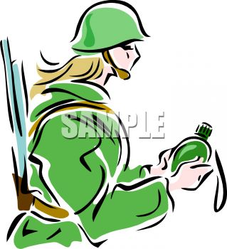 319x350 Female Soldier Holding A Canteen
