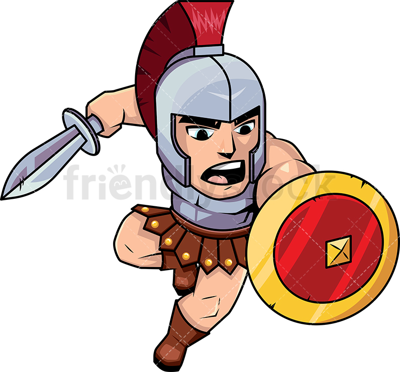796x741 Roman Soldier Attacking With Sword Vector Cartoon Clipart