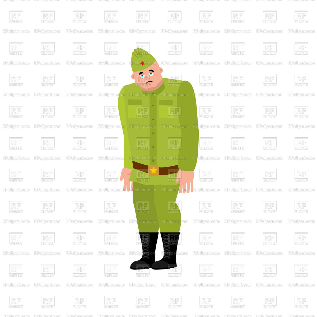 1200x1200 Soviet Soldier Sad Emotion Royalty Free Vector Clip Art Image