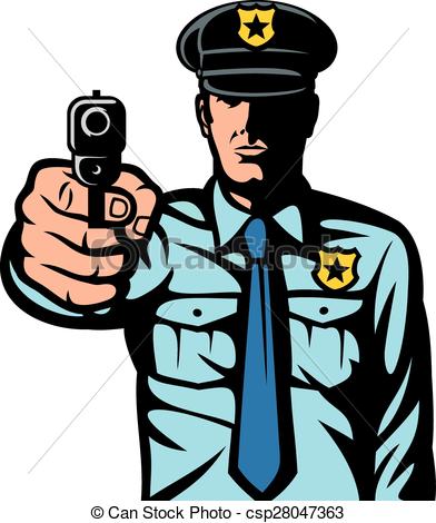 392x470 Policeman Pointing A Gun Clip Art Vector