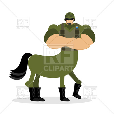 400x400 Centaur Soldier In Helmet, Military Mythical Creature Royalty Free